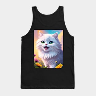 Cat with flowers Tank Top